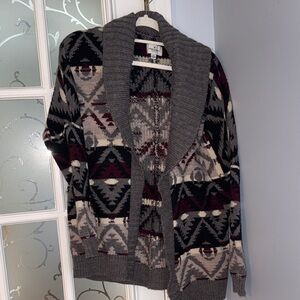American Eagle Outfitters Knit Sweater - print tan and Burgundy